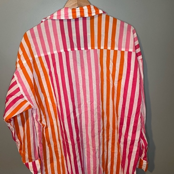 Beach Riot Pink and Orange Striped Button Down Shirt - Picture 8 of 11